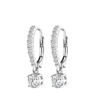 Lucardi Zilveren oorringen met zirkonia hanger voor dames aanbieding