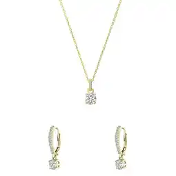 Lucardi Zilveren goldplated sieradenset met zirkonia voor dames aanbieding