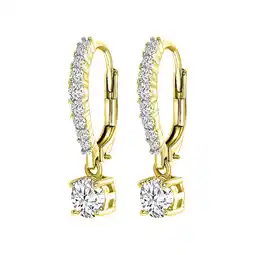 Lucardi Zilveren goldplated oorringen met hanger zirkonia met zirkonia voor dames aanbieding