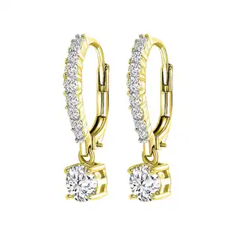 Lucardi Zilveren goldplated oorringen met hanger zirkonia met zirkonia voor dames aanbieding