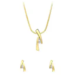 Lucardi Zilveren goldplated sieradenset voor dames met zirkonia aanbieding