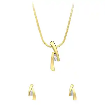 Lucardi Zilveren goldplated sieradenset voor dames met zirkonia aanbieding