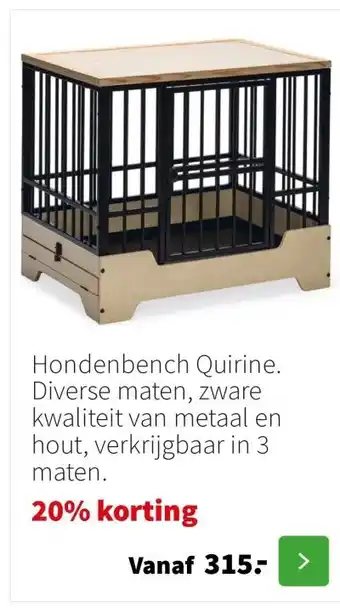 Intratuin Hondenbench Quirine. Diverse maten, zware kwaliteit van metaal en hout, verkrijgbaar in 3 maten. aanbieding