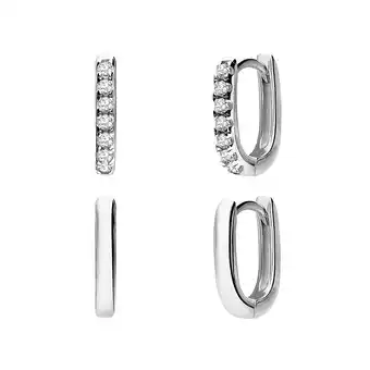 Lucardi Zilveren set twee oorringen aanbieding