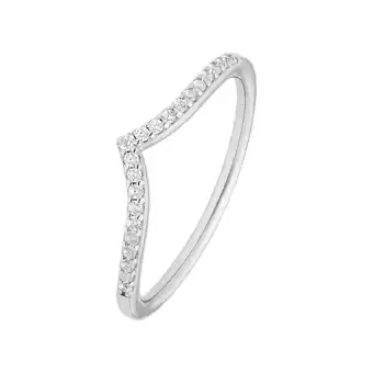 Lucardi Zilveren ring V-vorm rhodiumplated met zirkonia aanbieding