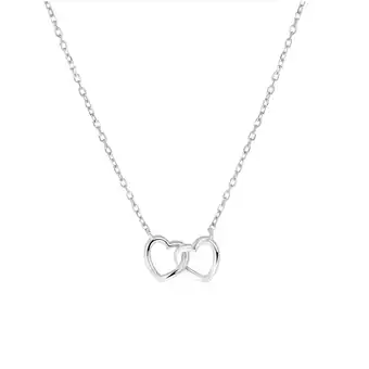 Lucardi Zilveren ketting & hanger 2harten aanbieding