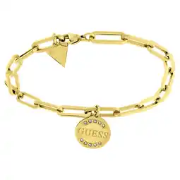 Lucardi Guess stalen goldplated schakelarmband met hanger met kristal voor dames aanbieding