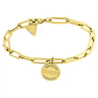 Lucardi Guess stalen goldplated schakelarmband met hanger met kristal voor dames aanbieding