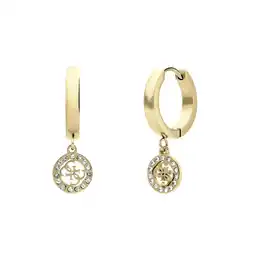 Lucardi Guess stalen goldplated oorringhangers met kristal voor dames aanbieding