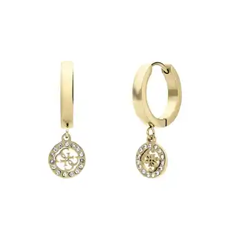 Lucardi Guess stalen goldplated oorringhangers met kristal voor dames aanbieding