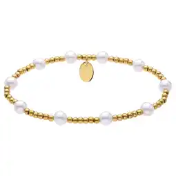 Lucardi Stalen goldplated kralenarmband met parel voor dames aanbieding