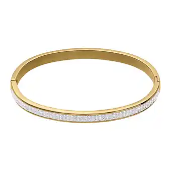 Lucardi Stalen goldplated bangle met kristal voor dames aanbieding