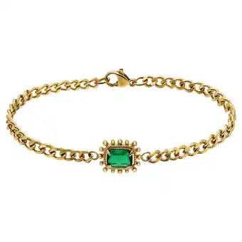 Lucardi Stalen goldplated fantasiearmband met zirkonia voor dames aanbieding