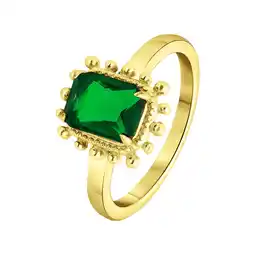Lucardi Stalen goldplated ring met groen voor dames aanbieding
