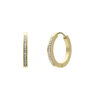 Lucardi Stalen goldplated oorringen met kristal voor dames aanbieding