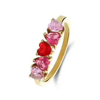 Lucardi Stalen goldplated ring hart met zirkonia voor dames aanbieding