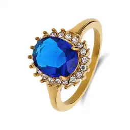 Lucardi Stalen goldplated ring met zirkonia voor dames aanbieding