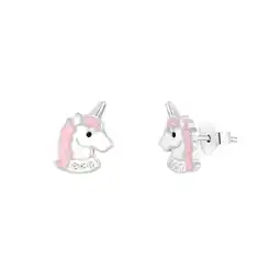 Lucardi Zilveren kinderoorknoppen unicorn emaille aanbieding