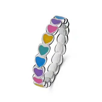 Lucardi Zilveren ring gekleurde emaille hartjes aanbieding