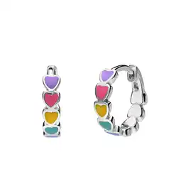 Lucardi Zilveren oorring gekleurde emaille hartjes aanbieding