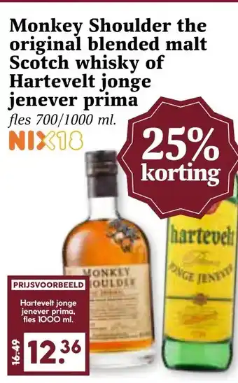 CoopCompact Monkey Shoulder the original blended malt Scotch whisky of Hartevelt jonge ienever prima aanbieding