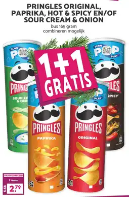 Coop PRINGLES ORIGINAL, PAPRIKA, HOT & SPICY EN/OF SOUR CREAM & ONION aanbieding