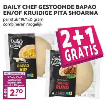 Coop DAILY CHEF GESTOOMDE BAPAO EN/OF KRUIDIGE PITA SHOARMA aanbieding