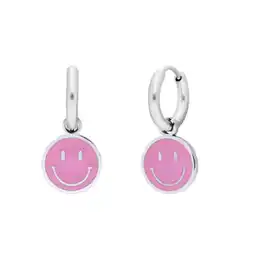 Lucardi Stalen oorbellen met smiley roze aanbieding