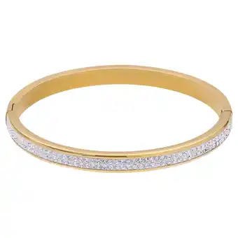 Lucardi Stalen goldplated kinderarmband bangle met kristal aanbieding