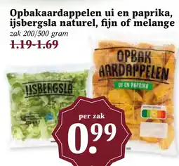 Coop Opbakaardappelen ui en paprika, ijsbergsla naturel, fijn of melange aanbieding