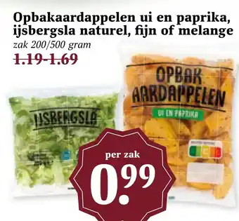 Coop Opbakaardappelen ui en paprika, ijsbergsla naturel, fijn of melange aanbieding