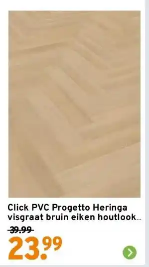 GAMMA Click PVC Progetto Heringa visgraat bruin eiken houtlook - rechte stroken aanbieding