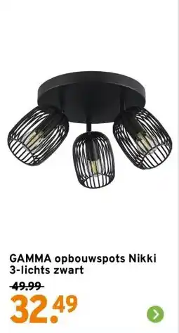 GAMMA GAMMA opbouwspots Nikki 3-lichts zwart aanbieding