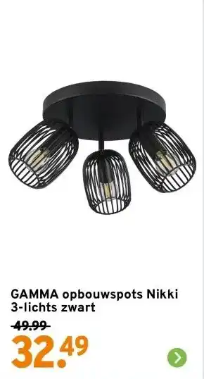GAMMA GAMMA opbouwspots Nikki 3-lichts zwart aanbieding