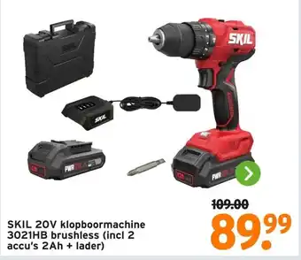 GAMMA SKIL 20V klopboormachine 3021HB brushless (incl 2 accu's 2Ah + lader) aanbieding