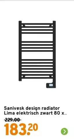 GAMMA Sanivesk design radiator Lima elektrisch zwart 80 x 50 cm aanbieding