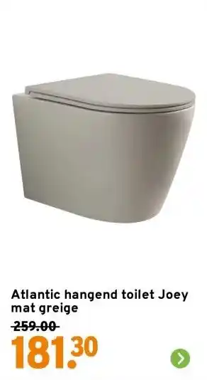 GAMMA Atlantic hangend toilet Joey mat greige aanbieding