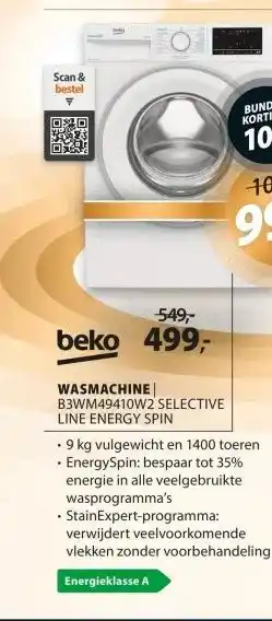 Expert Beko B3WM49410W2 Selective Line EnergySpin aanbieding