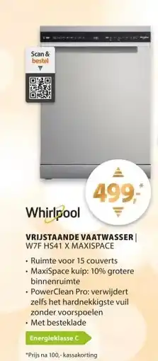 Expert Whirlpool W7F HS41 X MaxiSpace Rvs aanbieding
