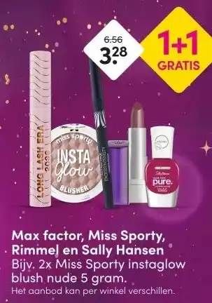 DA Max factor, Miss Sporty, Rimmel en Sally Hansen aanbieding