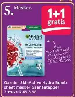 Etos Garnier SkinActive Hydra Bomb sheet masker Granaatappel aanbieding