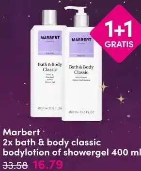DA Marbert 2x bath & body classic bodylotion of showergel aanbieding