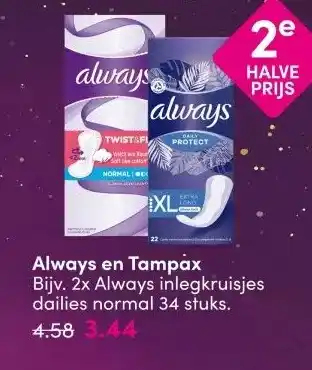 DA Always en Tampax aanbieding