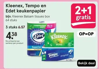 Etos Kleenex, Tempo en Edet keukenpapier aanbieding