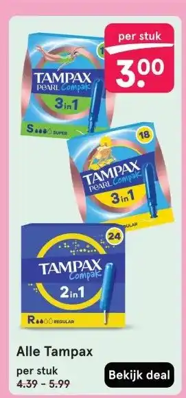 Etos Alle Tampax aanbieding