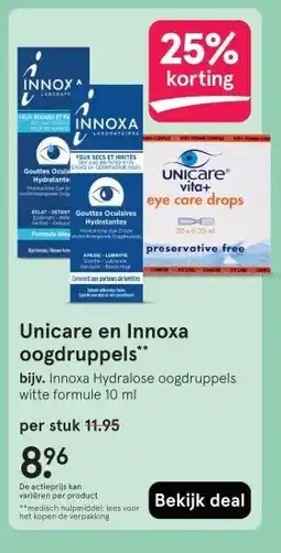 Etos Unicare en Innoxa oogdruppels aanbieding