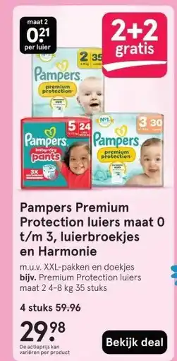 Etos Pampers Premium Protection luiers maat 0 t/m 3, luierbroekjes en Harmonie aanbieding
