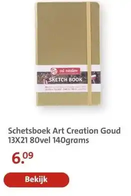 Bruna Schetsboek Art Creation Goud 13X21 80vel 140grams aanbieding