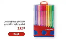 Bruna 20 viltstiften STABILO pen 68 in opberg etui aanbieding