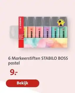 Bruna 6 Markeerstiften STABILO BOSS pastel aanbieding